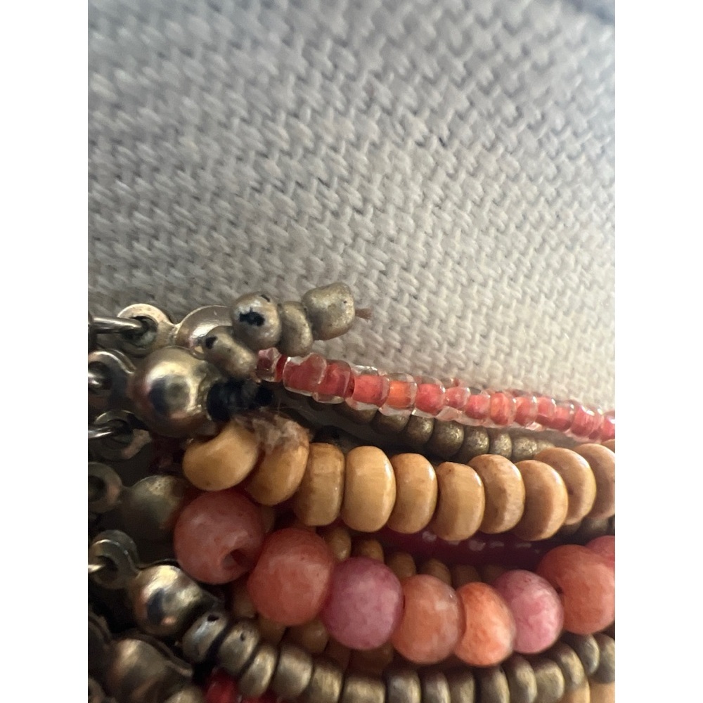 Chico's Multistrand Beaded Necklace in Coral, Peach, Bronze - Picture 4 of 5